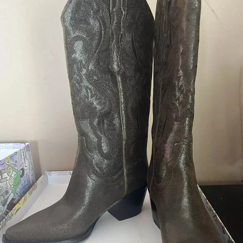 Jeffery Campbell Free People Dagget Chocolate Tan Distressed Boots Sz 6 - Picture 7 of 11